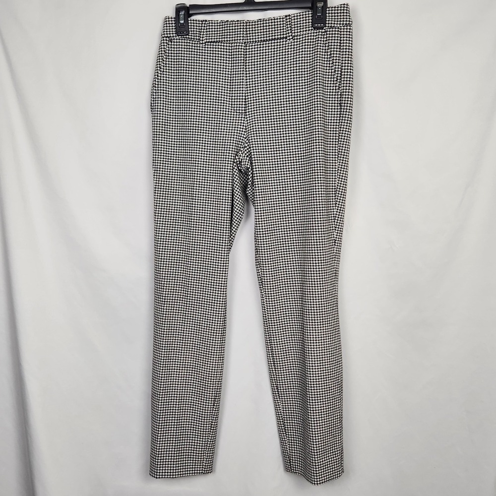 White House Black Market‎ Womens Black White Geometric Ankle Pants Size 4